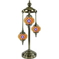 thumbnail image 2 of SILVERFEVER Moroccan Lamps Mosaic Turkish Lamp -Three Tier Lanterns Colorful Handmade Glass Floor or Table with E 12 Bulbs Red Yellow Starburst, 2 of 8