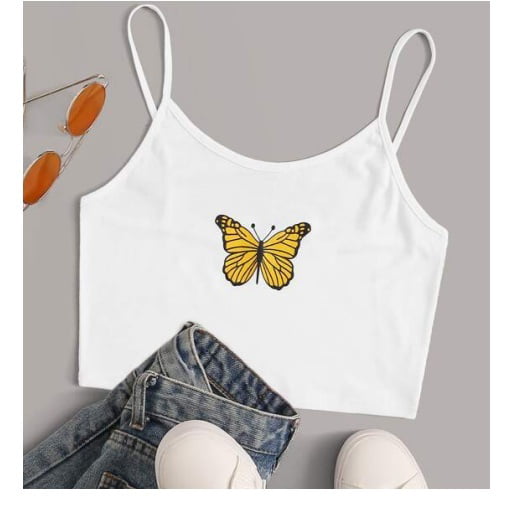 Casual Women Tank Tops,Summer O-Neck Sleeveless Butterfly Heart Printing Vest Sleeveless Pullover Blouse Tops 