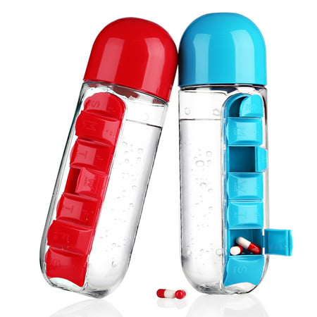 BPA-Free Water Bottle with Attachable 7-Day Pill