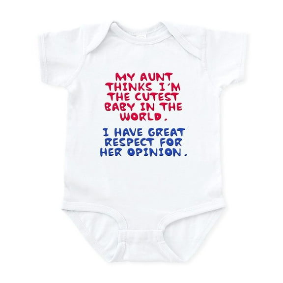 CafePress - Aunt Thinks I'm Cute Infant Bodysuit - Baby Light Bodysuit, Size Newborn - 24 Months