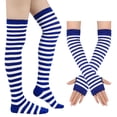 thumbnail image 2 of IAJDKMEK Halloween Striped Over The Knee Socks - Matching Gloves Set Party Socks, 2 of 5