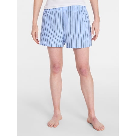 Joyspun Women's Woven Pajama Boxer Shorts, 3'' Inseam, Sizes XS-3X