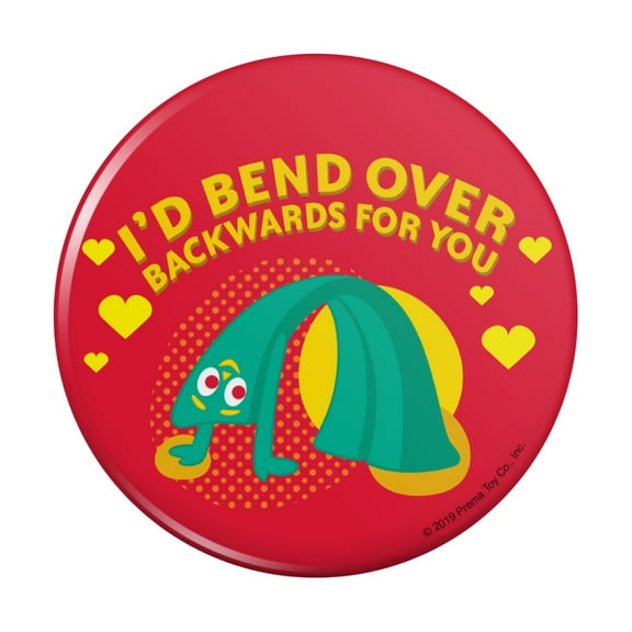 Gumby Bend Over Backwards Love Valentine's Day Kitchen Refrigerator Locker Button Magnet