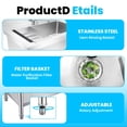 thumbnail image 3 of Commercial Sink with Cold and Hot Water Pipe and pull-out Faucet, Free-Standing Commercial Sink, Stainless Steel Single Bowl Sink Basin for Catering, 3 of 10