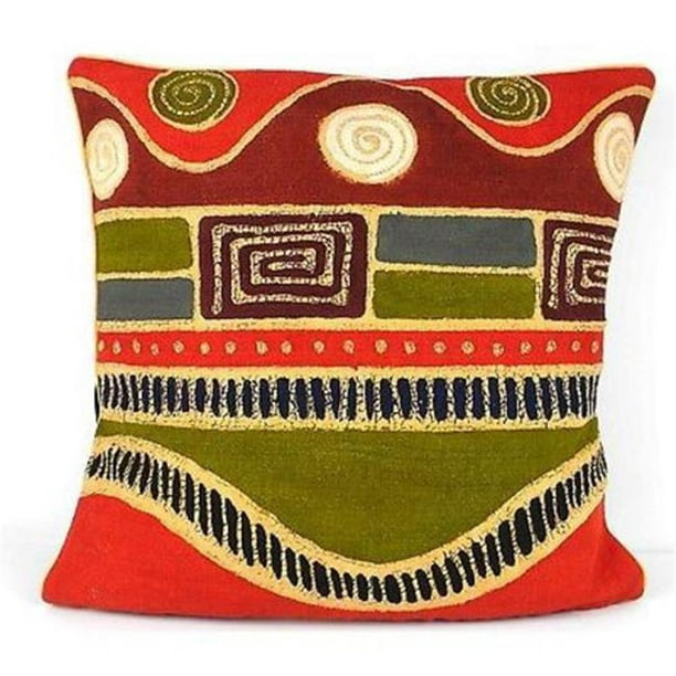 Tonga Textiles Housse de Coussin Batik Vague Géométrique à la Main