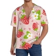 thumbnail image 3 of Wukai Strawberry Floral Men's Casual Short-Sleeve Button Down Shirt - Lightweight Summer Dress Shirt for Daily Wear-X-Large, 3 of 7