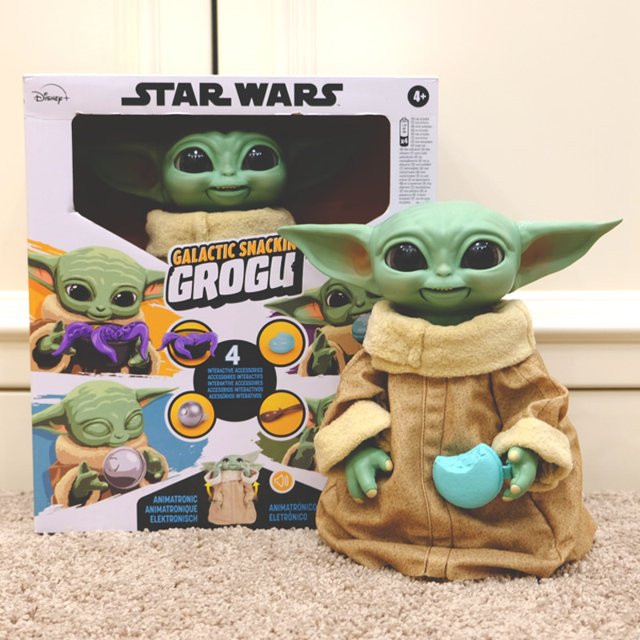 Disney Anime Star Wars Mandalorian The Child Yoda Grogu Baby speaking Plush Toy con sonidos de personajes y accesorios voicable Gong Bohan LED