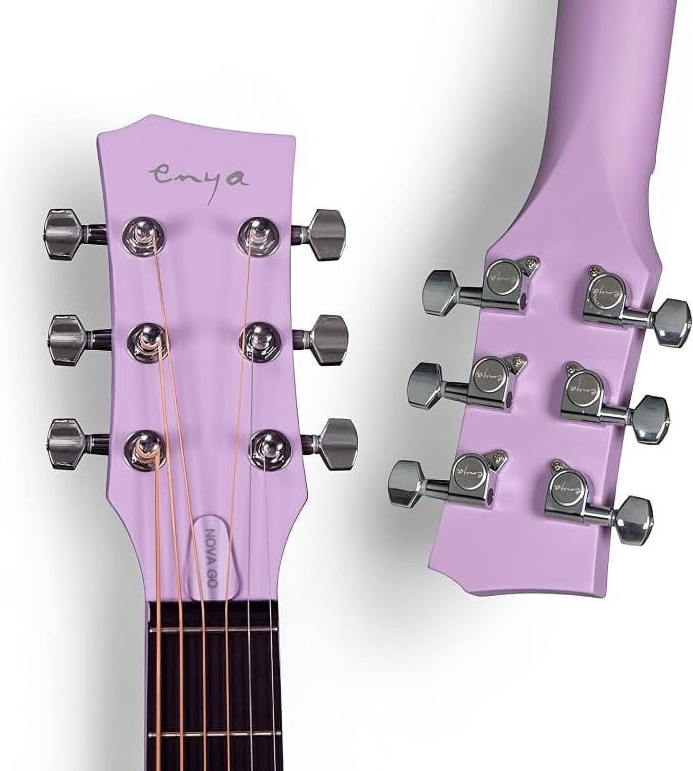 Enya NOVA Go SP1 Carbon Fiber Acoustic Electric Guitar with Smart AcousticPlus 35 Inch Travel Acustica Guitarra Starter Bundle Kit of Gig Bag, Strap, Strings, Charging Cable, Instrument Cable(Purple)