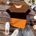 thumbnail image 3 of yillto Women Summer Tshirts Striped Short Sleeve Tee Tops Round Neck Casual Dressy Tunic Blouse Outfits, 3 of 6