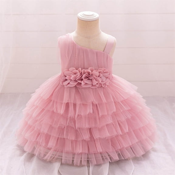 Girls Elegant Party Dress Layered Ruffle Cake Tutu Formal Gown for Baby Toddler Kids Birthday Celebration Holiday Fancy Attire