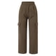 thumbnail image 5 of Pantalones cargo anchos lisos para mujer: cintura elástica, corte holgado, tejido de poliéster, adorno de botones, aptos para primavera/verano/otoño, ropa informal y para actividades al aire libre, 5 of 8