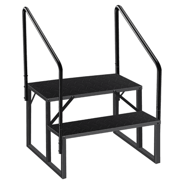 2 Step Ladder with Handrail, Swimming Pool Ladder Above Ground, 660 lb Load Capacity RV Steps with Anti-Slip Panel, Mobile Home Stairs for Reaching and Getting High
