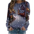 thumbnail image 4 of Qiopertar Mode Femmes Imprimé Col Rond Pull Tops Manches Longues Blouse Confortable Chandail en Molleton Offres de la Semaine Liquidation Moins de 5$ jusqu'à 90 % de Réduction, 4 of 5