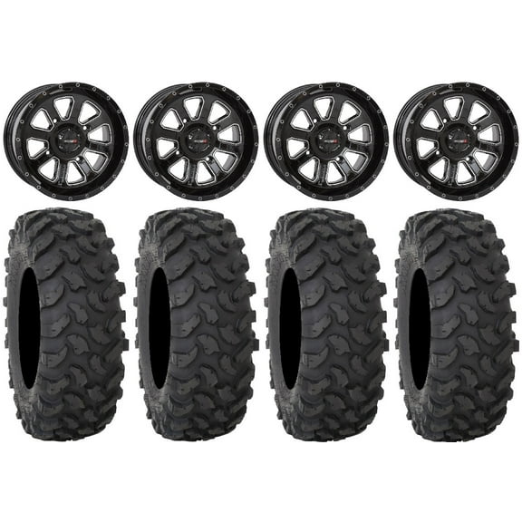 System 3 ST-4 Black 14" Wheels 27" XTR370 Tires Sportsman 550 850 1000