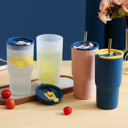 

Wirlsweal 650ml Straw Cup Large Capacity Leak-proof Heat Resistant Double-drinking Creative Summer Coffee Milk Cup Daily Use