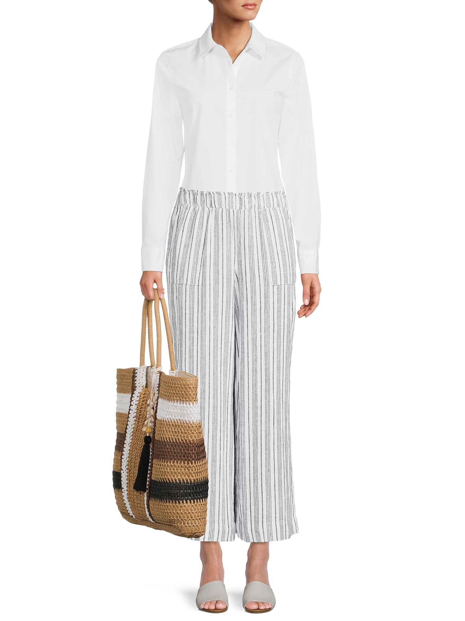 Time and Tru Women's Linen Crop Pants