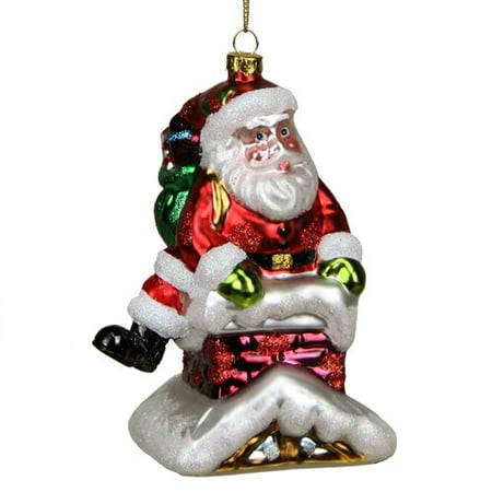 Christmas Chimney - Northlight Seasonal Glass Santa in Chimney Decorative Christmas Ornament