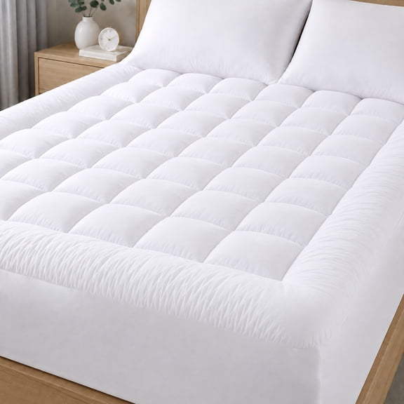 COOKEY Queen Mattress Topper, Cooling Pillow Top Quilted Mattress Protector, Deep Pocket Breathable Mattress Pad, 60x80 Inches