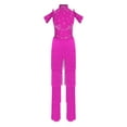 thumbnail image 4 of inlzdz Women's Rumba Latin Dance Rhinestones Sleeveless Tassel Jumpsuit Rompers Hot Pink L, 4 of 9