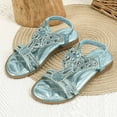 thumbnail image 2 of Gubotare Toddler Sandals Girls Girls Casual Sandals Summer Flat Open Toe Shimmer Shoes Strap Ankle Sandals with Back Zipper for Little Kids Big Kids Size 11.5 (Blue,Little Kids 11.5), 2 of 9