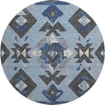 thumbnail image 2 of Addison Rugs Mayfield Premium Machine Washable Transitional Aztec Blue Round Rug, 8' x 8', 2 of 6