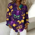 thumbnail image 2 of Camisetas de Cuello en V de Manga Larga para las Mujeres con Impresión de Navidad, Botón Delantero Blusa Tops Casuales, Regalo de Vacaciones, 2 of 9