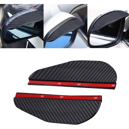 2 PCS Car Rearview Mirror Rain Cover, Carbon Fiber Reflective Mirror Sunshade, Fit for Most Cars, Truck, SKU Reverse Mirror Anti-fog Cover (Black)
