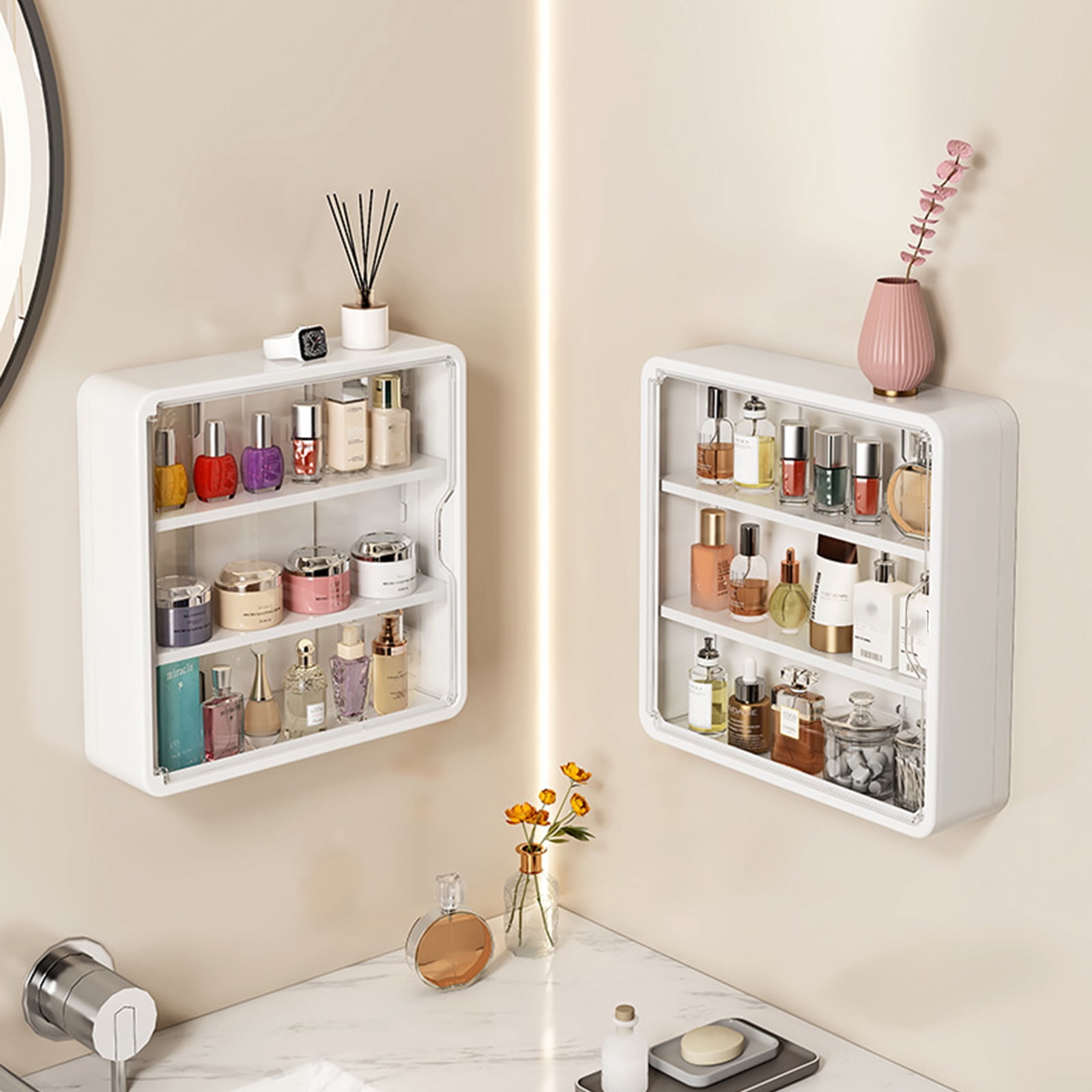 Easy Install Wall Mounted Organiser Multi Layer Shelf For Bathroom Bedroom Space Saving Storage Rack for Cosmetics