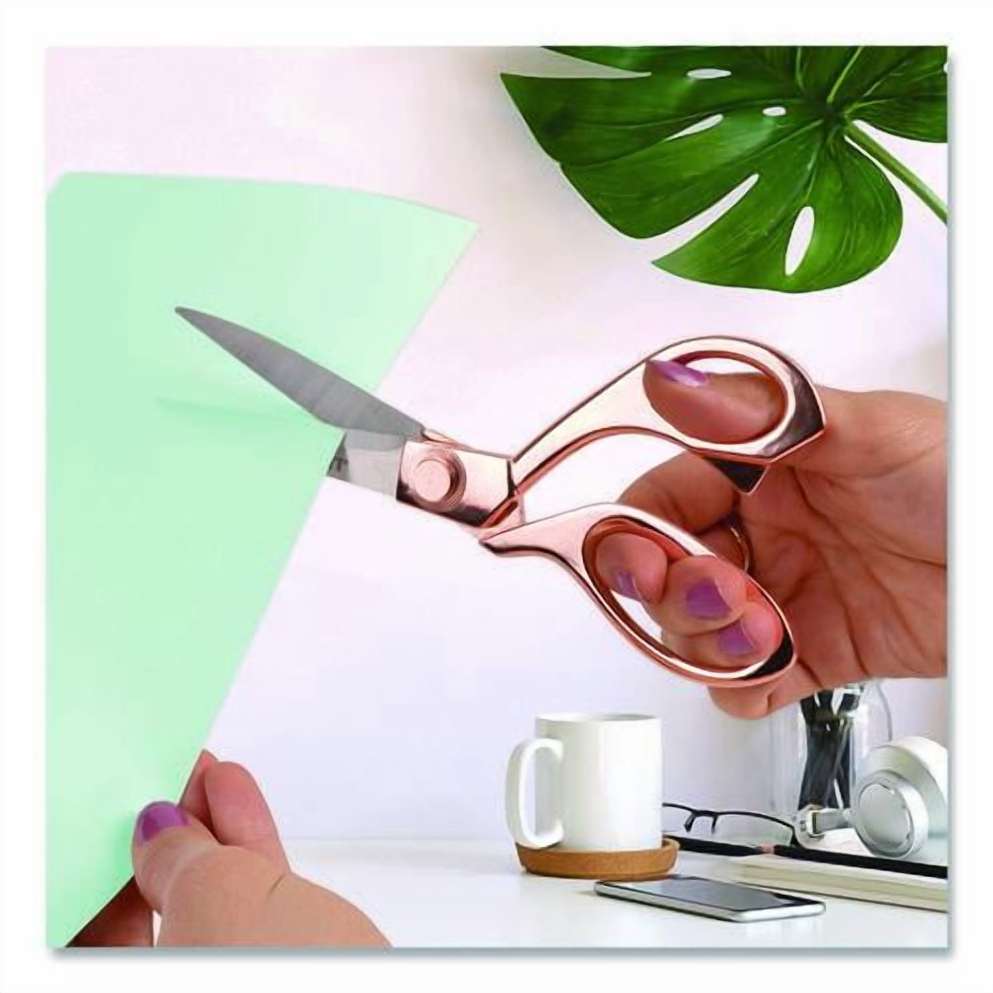 Vintage Stainless Steel Scissors, 8" Long, Offset Rose Gold Handle | Bundle of 10