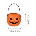 thumbnail image 2 of Kumdkdwn Halloween Pumpkin Candy Bucket – 7.5" Plastic Trick or Treat Pail – Classic Jack-o'-Lantern Candy Holder with Handle for Party Favors, Fall Decor & Kids Costumes, 2 of 7