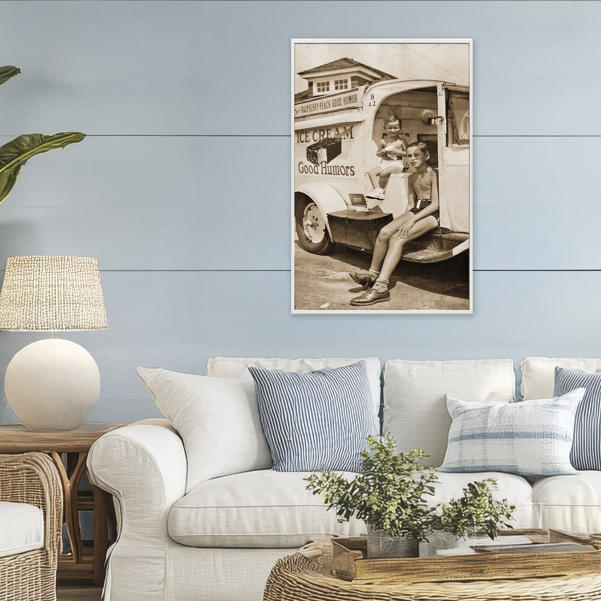 Stupell Industries Vintage Ice Cream Truck White Framed Giclee Art, design by Grotto Studios