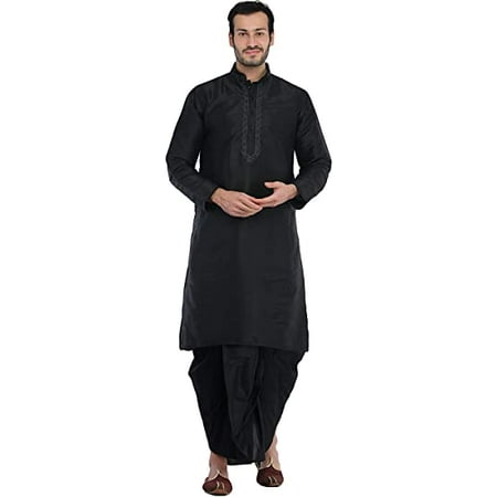 

Royal Kurta Mens Silk Blend Dhoti Kurta Black (40)