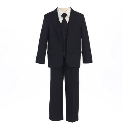 Sweet Kids Boys Black Button Jacket Vest Shirt Tie Pant Suit 8-20 Husky