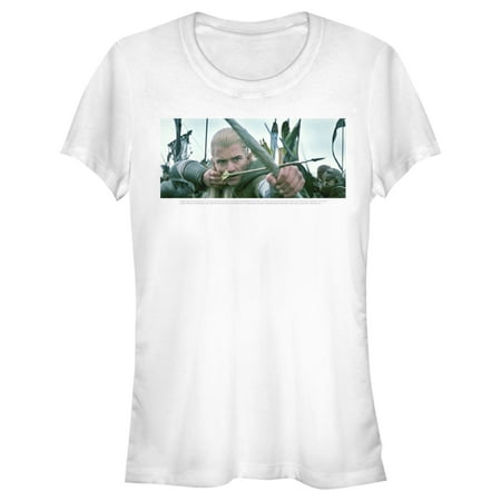 Junior s The Lord of the Rings Fellowship of the Ring Legolas Bow and Arrow Graphic Tee White Large