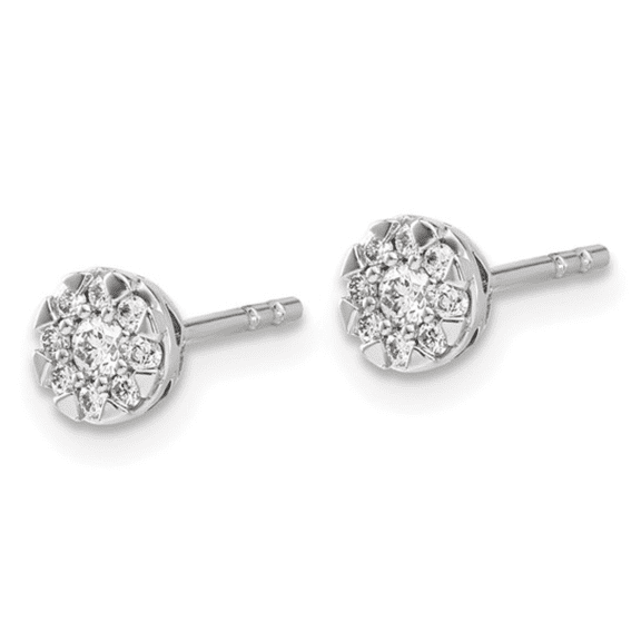 Lab Grown Diamond 14K White Gold Cluster Earrings Round Flower Stud Earrings Fine Earrings -Dainty Cluster Diamond Earrings Gift For Her