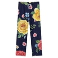 thumbnail image 4 of Floral Pattern Vibrant Roses Dark Background Winter Female Pants Flannel High Waist Women Pants Lady Warm Straight Leg Plush Trousers, 4 of 7