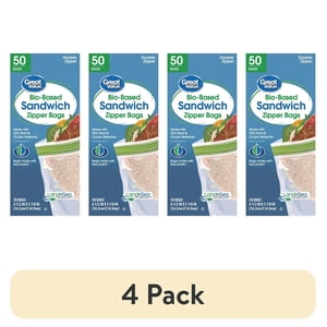 Great Value Bio-Based Reclosable Sandwich Bags, 50 Count