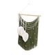 thumbnail image 2 of Tapiz de pared de macramé con borlas decorativas trenzadas, arte bohemio Verde, 2 of 9