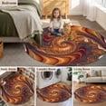 thumbnail image 6 of 6ft Washable Round Rug, Abstract Non-Slip Circle Area Rug for Living Room Bedroom, Swirling Shape Brown Gold Red Marble Texture Modern Indoor Floor Mat for Home Decor, 6 of 9