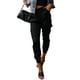 thumbnail image 1 of Joggers de satén para mujer, cintura alta elástica, múltiples bolsillos, pantalones tobilleros cónicos informales, negro S, 1 of 8