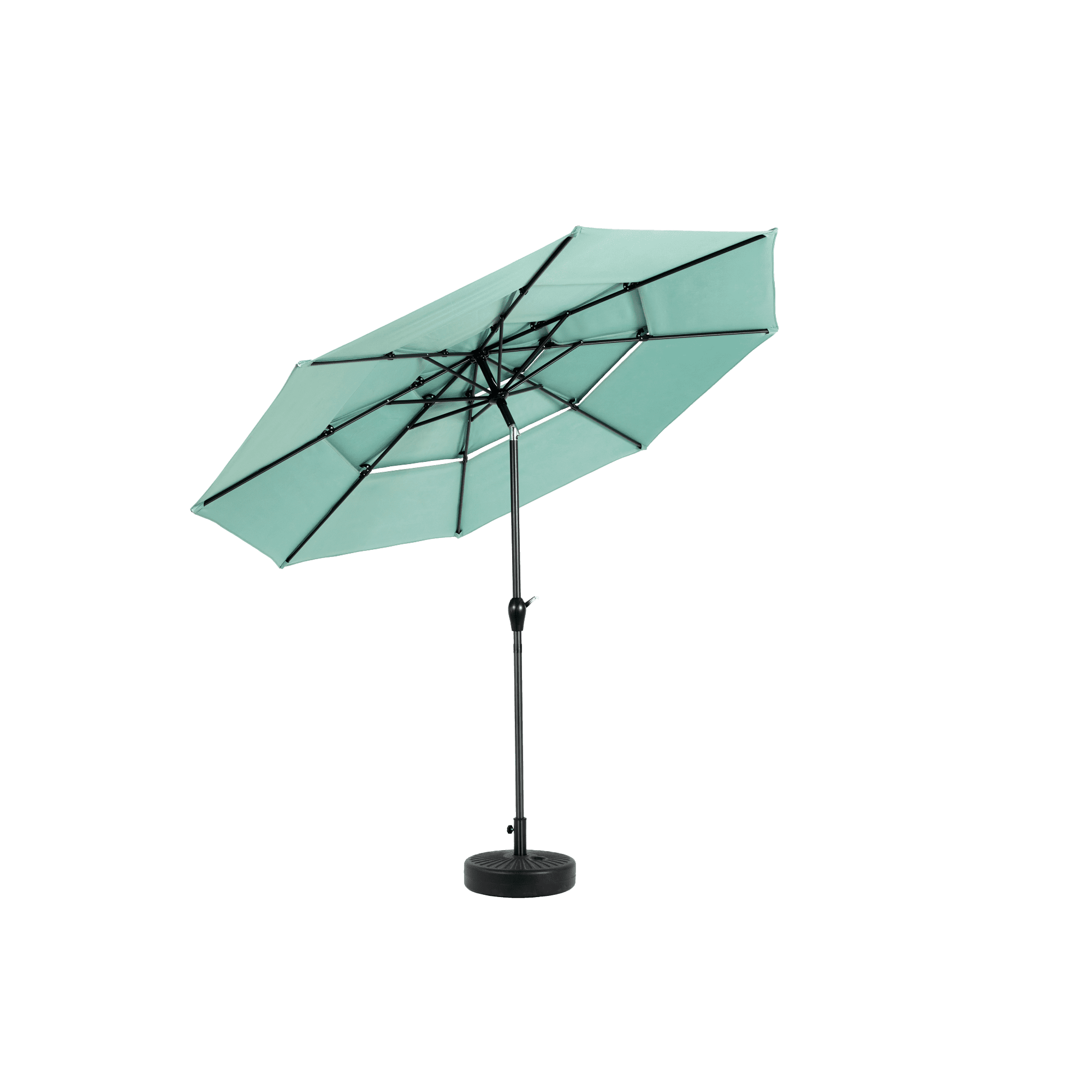 Leumius 10ft Outdoor Patio Umbrellas for Outside,3 Tier Auto-tilt Vented Market Table Umbrella for Backyard, Deck, Garden,Light Green(Base Not Included)