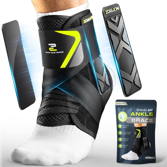 Zoelion 3-Layer Wrap Adjustable Ankle Brace,Support for Sports & Daily Activities,Black,L