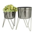thumbnail image 6 of CosmoLiving by Cosmopolitan 7", 7"W Dark Gray Metal Planter with Removable Stand (2 Count), 6 of 8