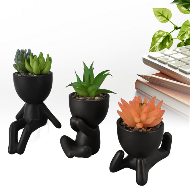 Compact Lightweight Potted Succulents Plant, Cute Appearance Faux Home Decor Cactus Decor for Desk Bookshelf Cabinet