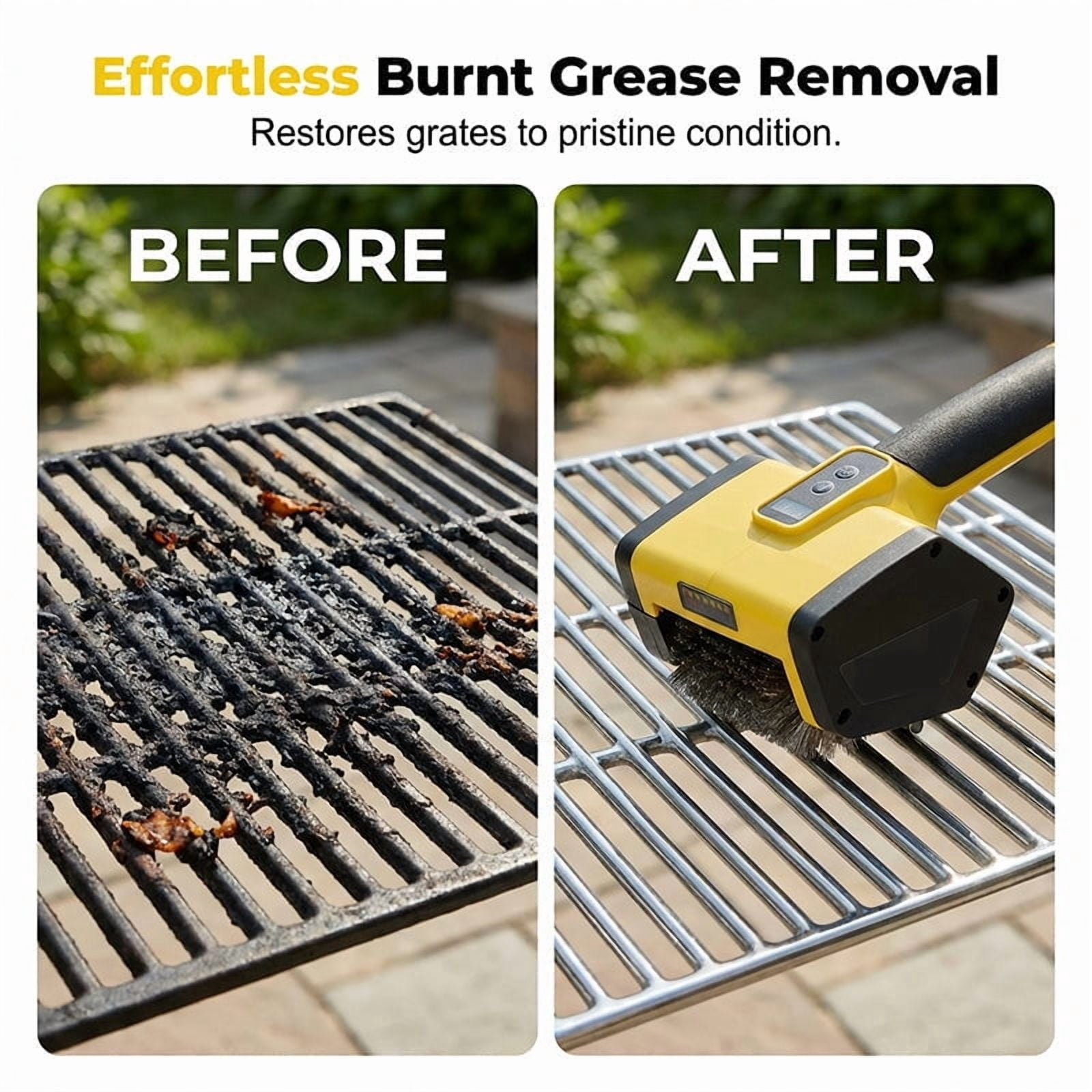 HAJAGP Blue Electric Grill Cleaning Brush, Cordless Heavy-Duty Power Scrubber with Stainless Steel Bristles for BBQ Barbecue Grates