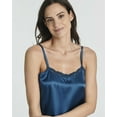 thumbnail image 3 of Real Essentials 3 Pack: Women's Silk Satin Cami Pajama Set With Shorts Lace Trim Lingerie Sleepwear, 3 of 6