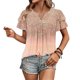 thumbnail image 3 of Camisas de Cuello de Tripulación de Manga Corta para las Mujeres Plisado Mangas de Ruffle, Cuello Redondo Casual Primavera Y Blusa de Verano, 3 of 7