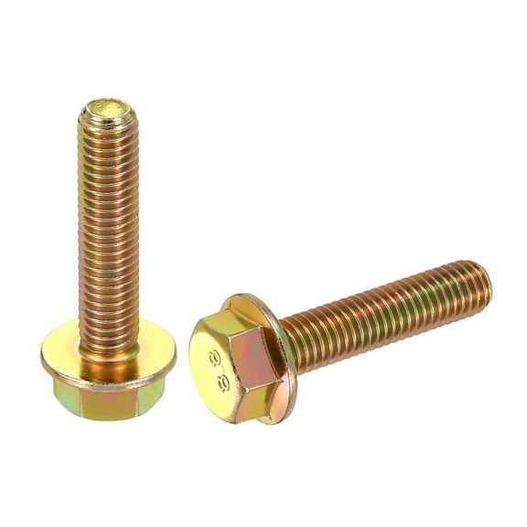 Uxcell 10pcs M8-1.25 x 35mm Flange Hex Head Bolt Fully Thread Metric DIN 6921 Carbon Steel Zinc Plated Flanged Hexagon Screws, Colorful