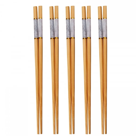 ACDANC 5 Pairs Bamboo Chopsticks Reusable Wood Chopsticks Hair Sticks Gift Set Dishwasher Safe