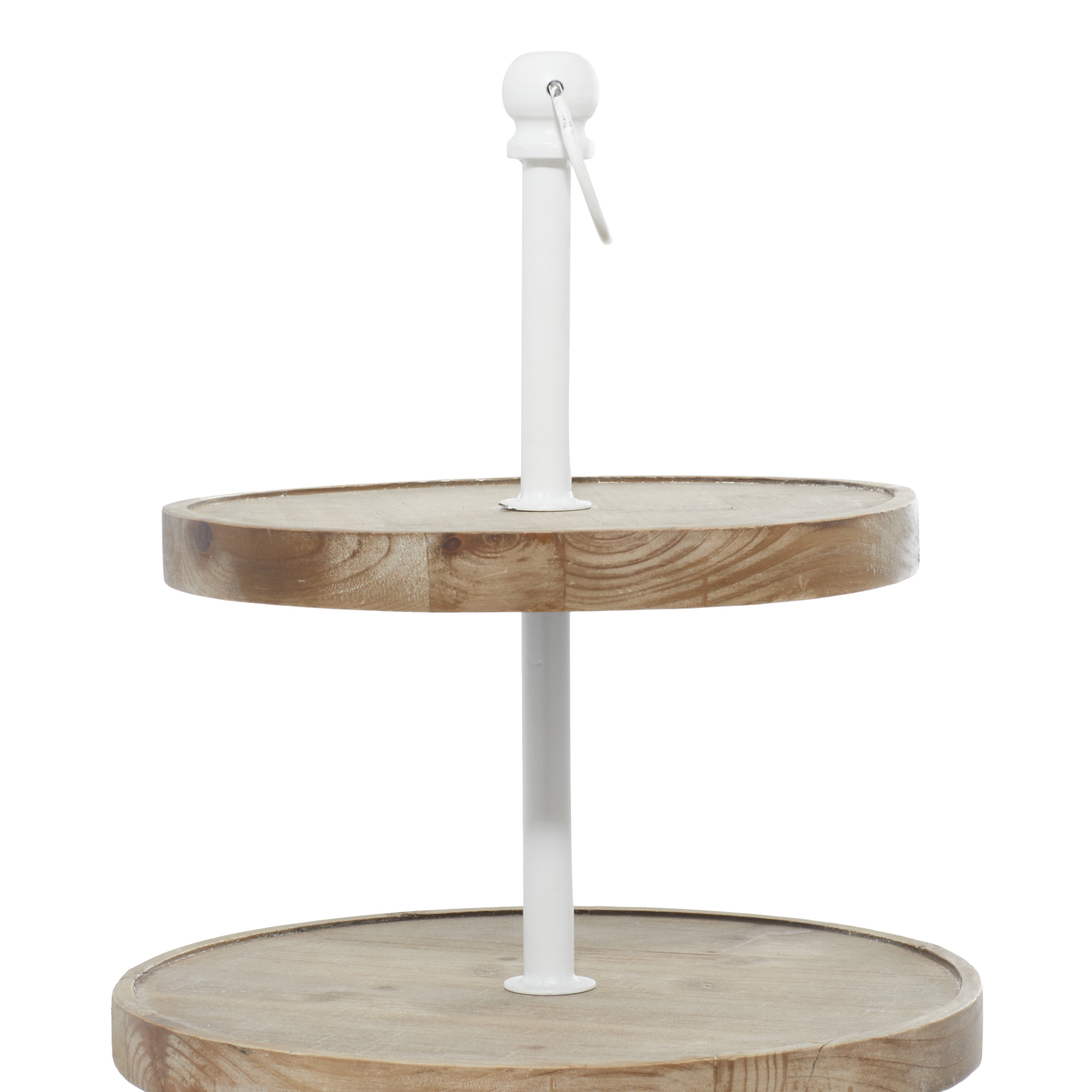 DecMode Brown Wood Farmhouse Tiered Server